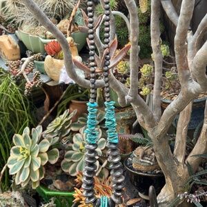 NATIVE AMERICAN MERCURY DIME AND TURQUOISE NECKLACE